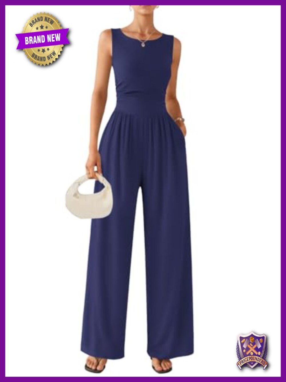 Women's Casual Summer Jumpsuit Wide Leg Romper Dressy with Pockets